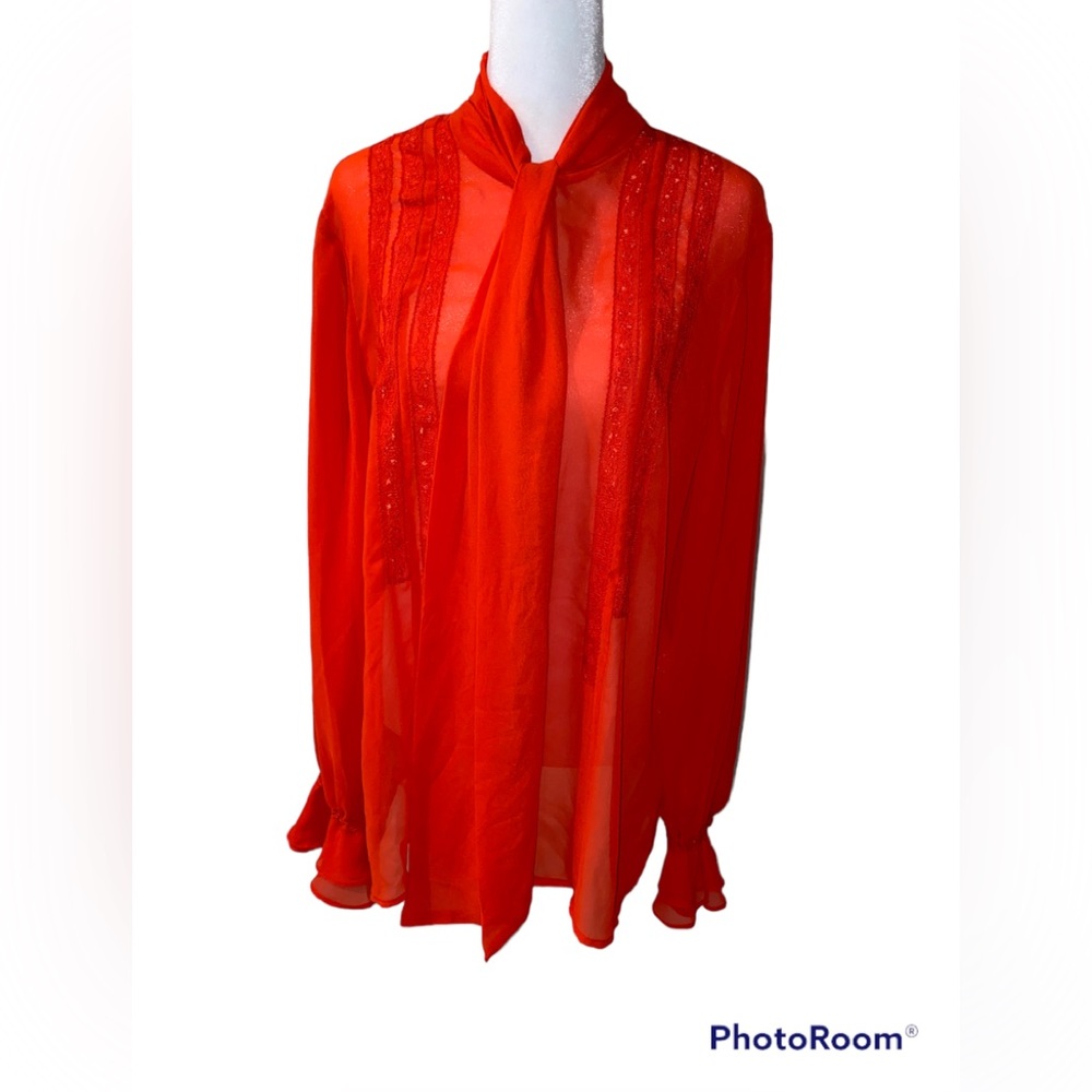 Eva Mendes Red Long Sleeve Top Size L